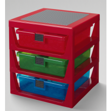 Storage Rack with 3 Drawers Red